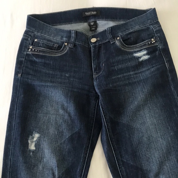 WHBM Noir Slim Ankle Distressed Straight leg Jean - Picture 5 of 12